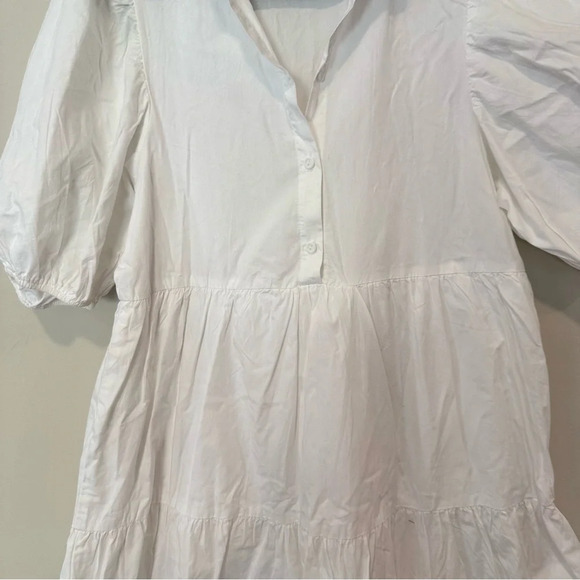 Amadi Cordelia Anthropologie White Crisp Puff Sleeve Tiered Midi Dress XS 1554 - Picture 13 of 13